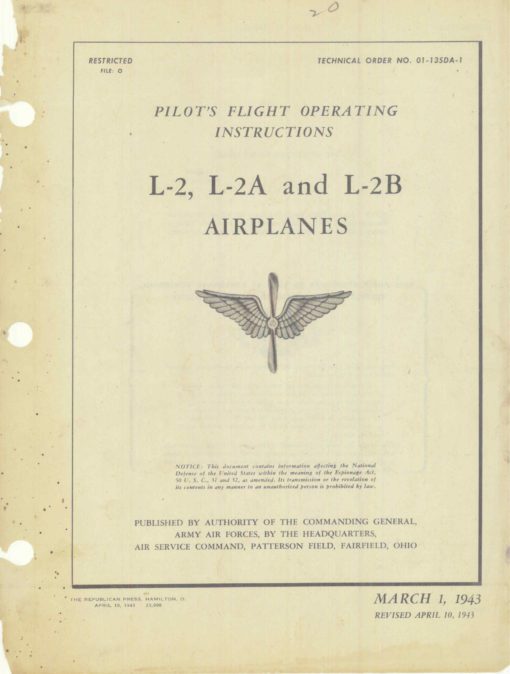 Flight Manual for the Taylorcraft L-2 Grasshopper