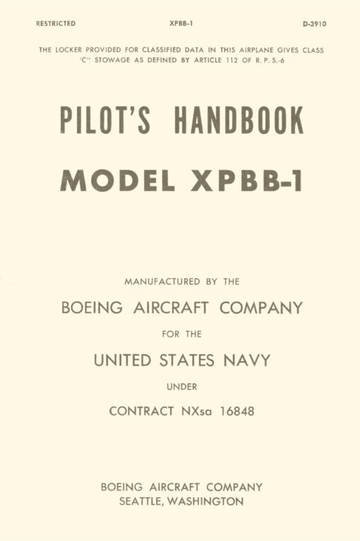 Flight Manual for the Boeing XPBB-1 Sea Ranger