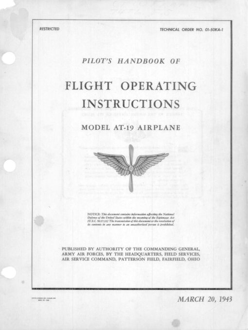 Flight Manual for the Stinson AT-19 Reliant