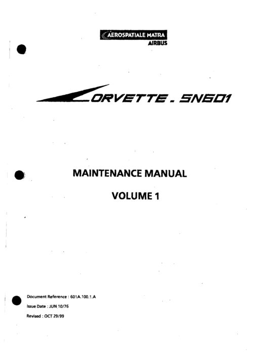 Flight Manual for the Aerospatiale SN601 Corvette