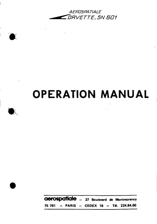 Flight Manual for the Aerospatiale SN601 Corvette