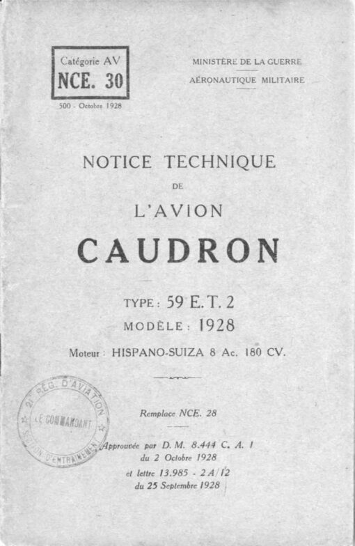 Flight Manual for the Caudron C59