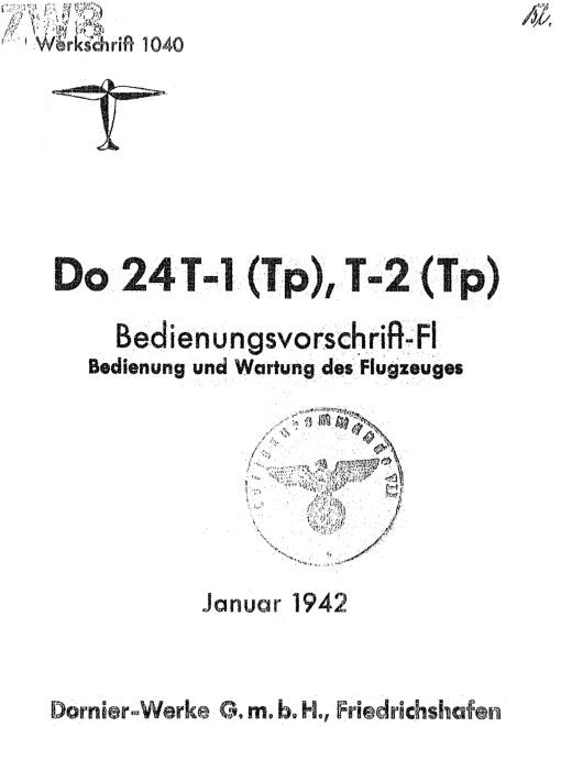 Flight Manual for the Dornier Do24 WW2 flying boat